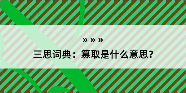 三思词典：篡取是什么意思？