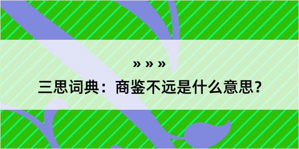 三思词典：商鉴不远是什么意思？