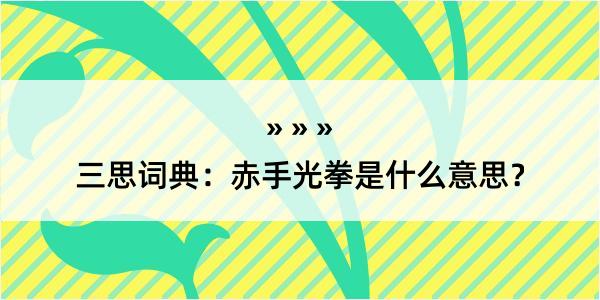 三思词典：赤手光拳是什么意思？