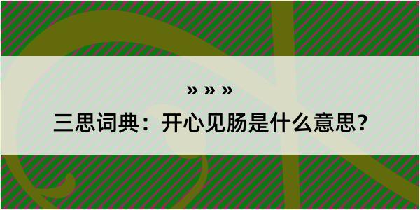 三思词典：开心见肠是什么意思？