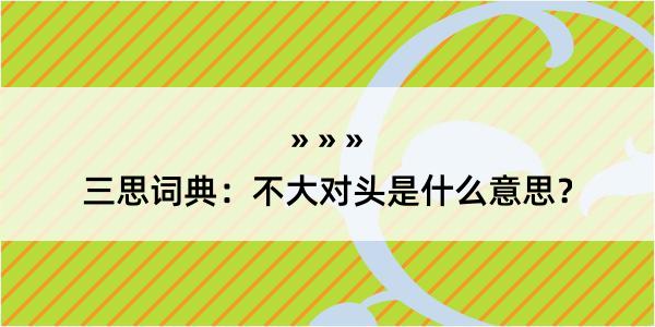 三思词典：不大对头是什么意思？