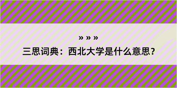 三思词典：西北大学是什么意思？