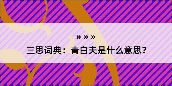 三思词典：青白夫是什么意思？