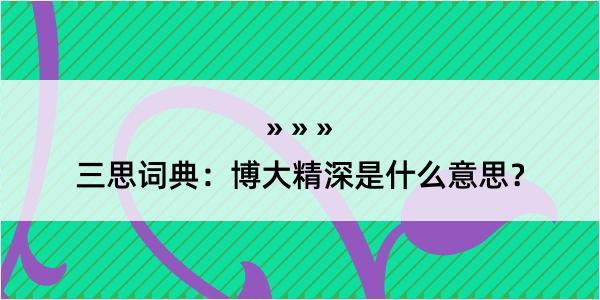 三思词典：博大精深是什么意思？