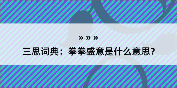 三思词典：拳拳盛意是什么意思？