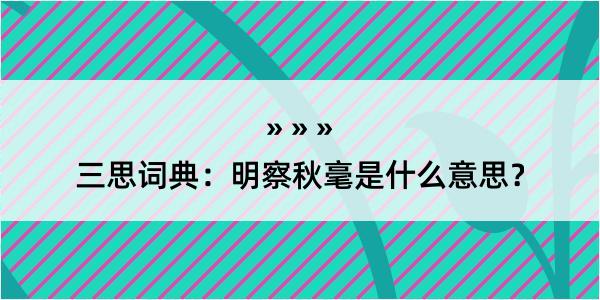 三思词典：明察秋毫是什么意思？