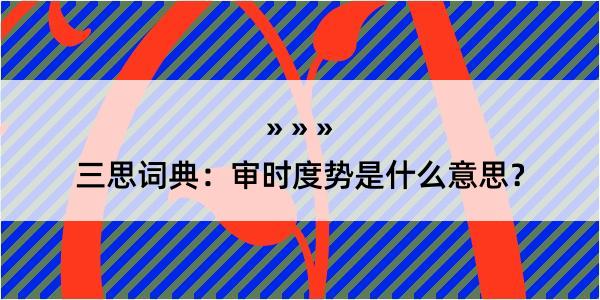 三思词典：审时度势是什么意思？