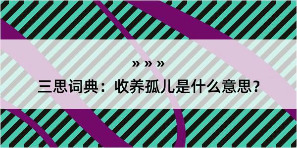 三思词典：收养孤儿是什么意思？