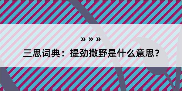 三思词典：提劲撒野是什么意思？