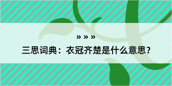 三思词典：衣冠齐楚是什么意思？