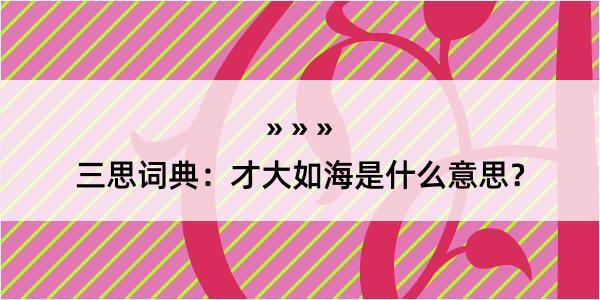 三思词典：才大如海是什么意思？