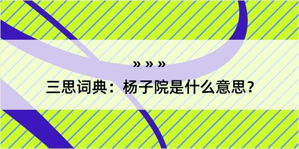 三思词典：杨子院是什么意思？