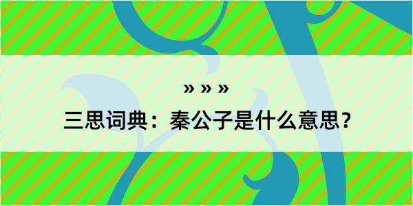 三思词典：秦公子是什么意思？