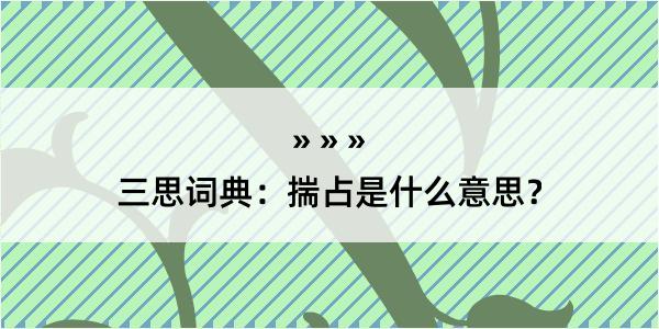 三思词典：揣占是什么意思？