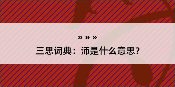 三思词典：沞是什么意思？