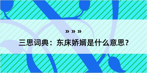 三思词典：东床娇婿是什么意思？