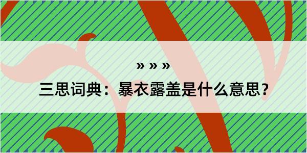 三思词典：暴衣露盖是什么意思？