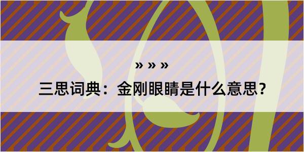 三思词典：金刚眼睛是什么意思？