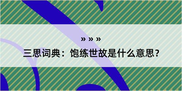 三思词典：饱练世故是什么意思？