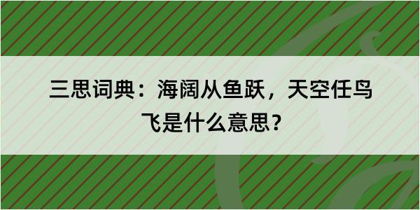 三思词典：海阔从鱼跃，天空任鸟飞是什么意思？