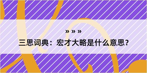 三思词典：宏才大略是什么意思？