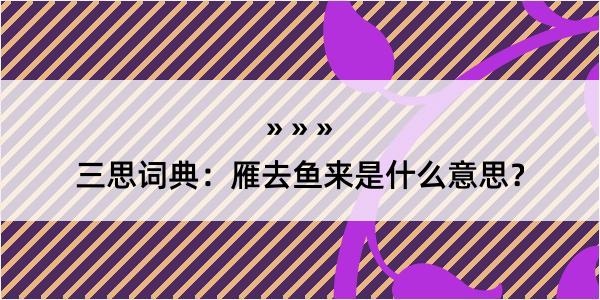 三思词典：雁去鱼来是什么意思？