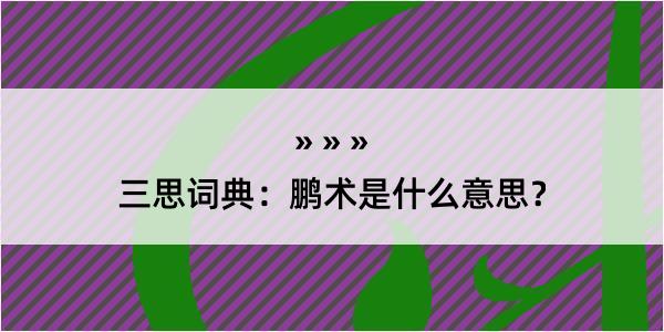 三思词典：鹏术是什么意思？