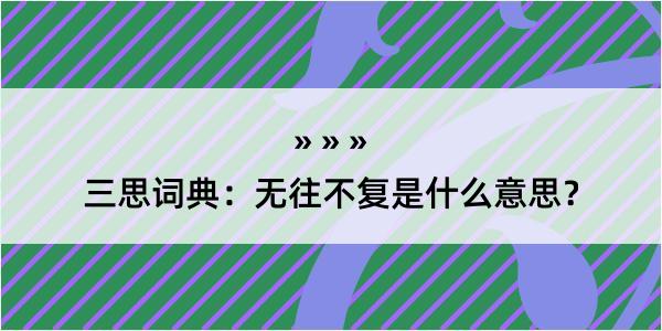 三思词典：无往不复是什么意思？