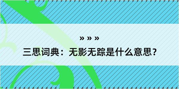 三思词典：无影无踪是什么意思？