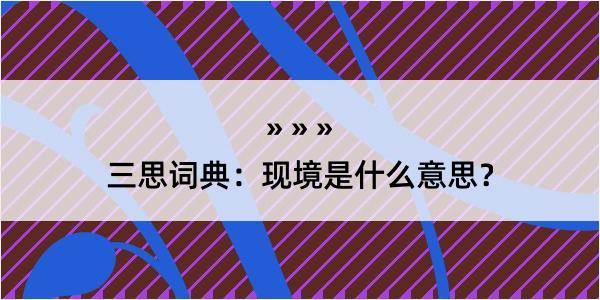 三思词典：现境是什么意思？