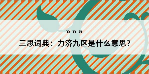 三思词典：力济九区是什么意思？