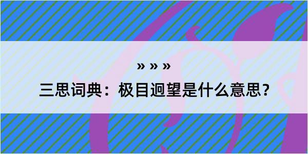 三思词典：极目迥望是什么意思？