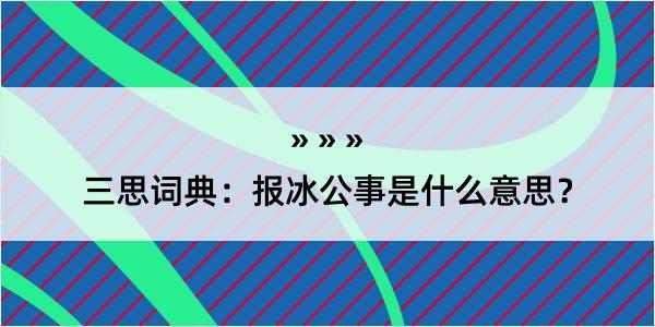 三思词典：报冰公事是什么意思？