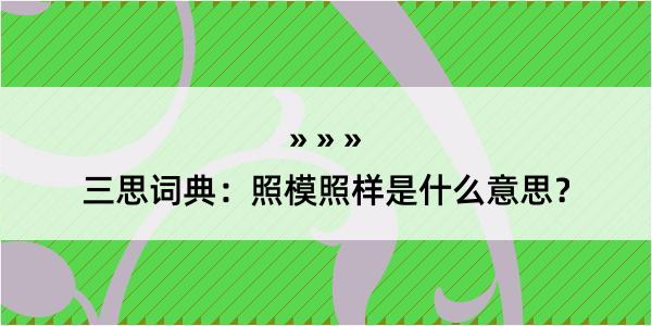 三思词典：照模照样是什么意思？