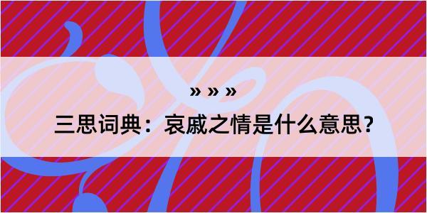 三思词典：哀戚之情是什么意思？