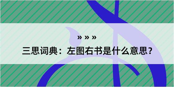 三思词典：左图右书是什么意思？