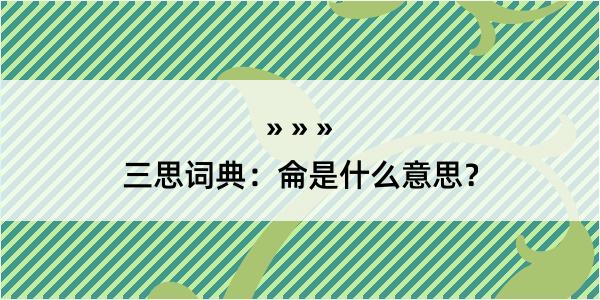 三思词典：侖是什么意思？