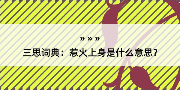 三思词典：惹火上身是什么意思？