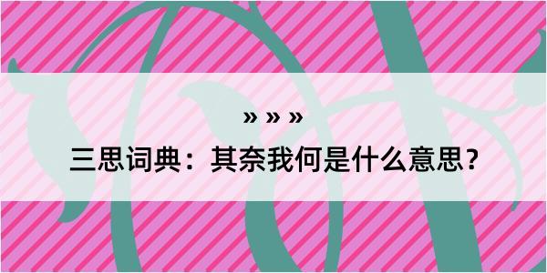 三思词典：其奈我何是什么意思？