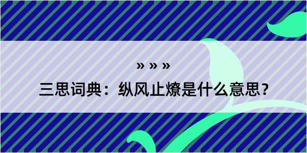 三思词典：纵风止燎是什么意思？