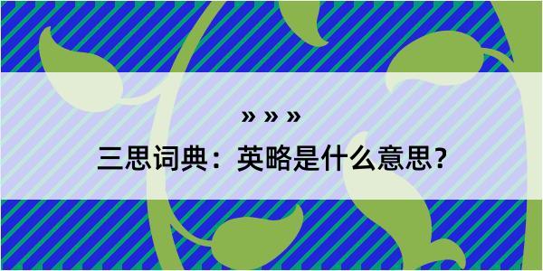 三思词典：英略是什么意思？