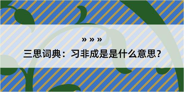 三思词典：习非成是是什么意思？