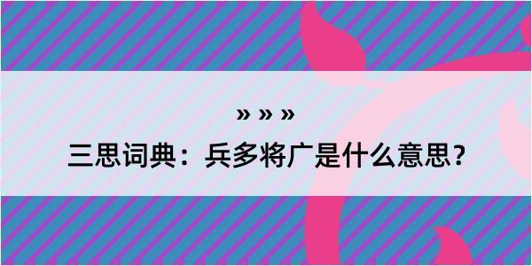 三思词典：兵多将广是什么意思？