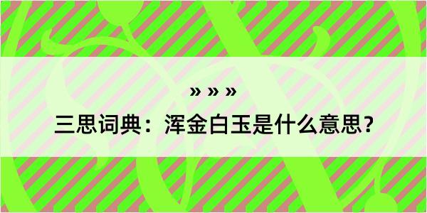 三思词典：浑金白玉是什么意思？