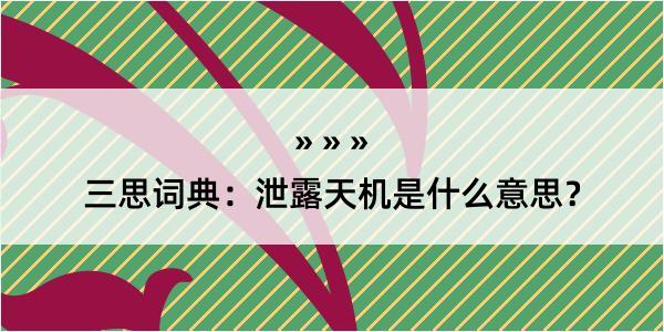 三思词典：泄露天机是什么意思？