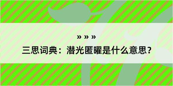 三思词典：潜光匿曜是什么意思？