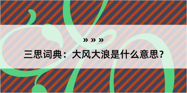 三思词典：大风大浪是什么意思？