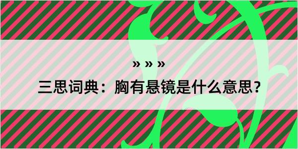 三思词典：胸有悬镜是什么意思？