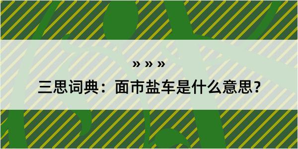 三思词典：面市盐车是什么意思？