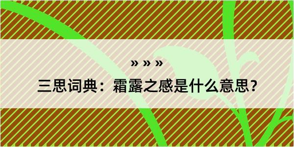 三思词典：霜露之感是什么意思？